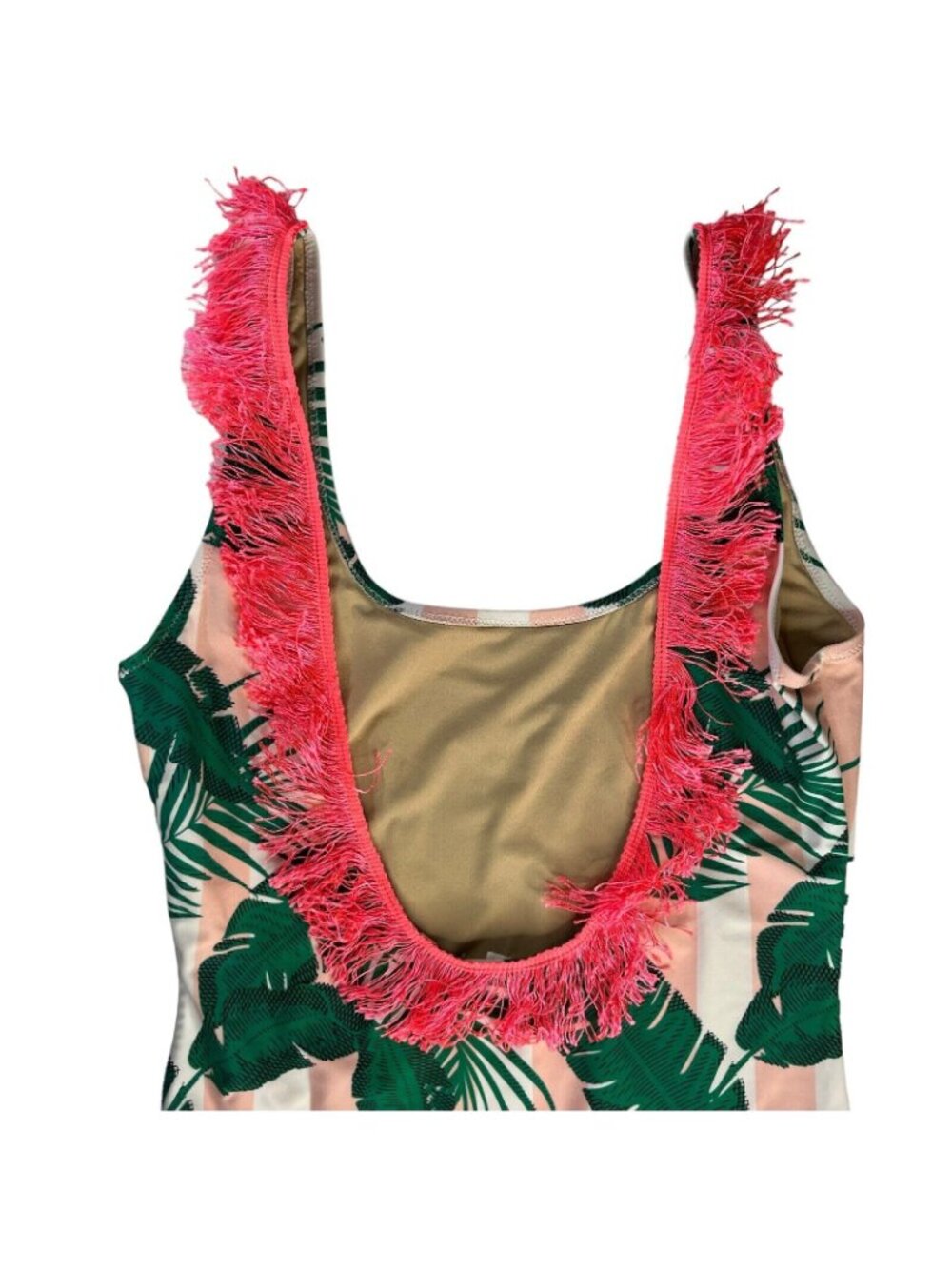 Shade Critters One Piece Swim Suit Size 10 Green Pink Palms Fringe Pool Summer - Picture 5 of 9